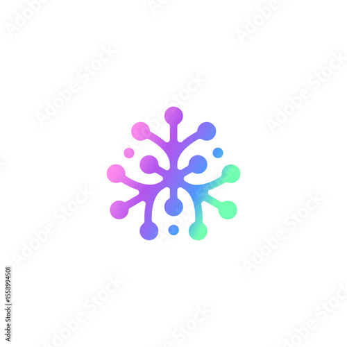 bio splash, floral neuron, plasma circular vector. pharma, clinic logo, abstract, biotech atom, molecule, nano, coral