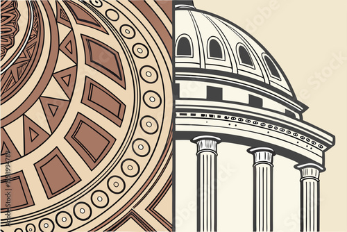  modern split composition with one side classical 