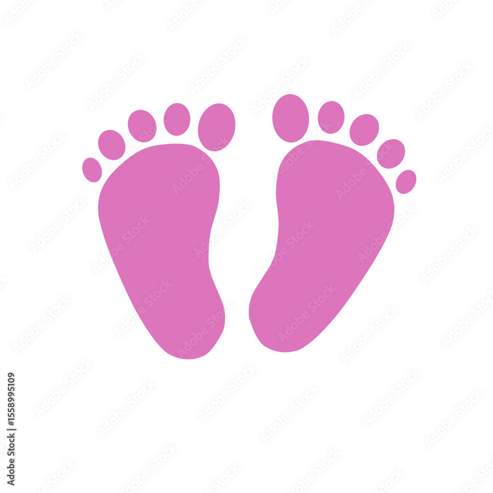 Cute pink baby girl footprints illustration on white background. Perfect for newborn themes, baby shower invitations, and kids-related designs Cute pink baby girl footprints illustration on white background. Perfect for newborn themes, baby shower invitations, and kids-related designs