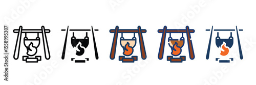 Campfire Cooking Icon Set Multiple Style Collection