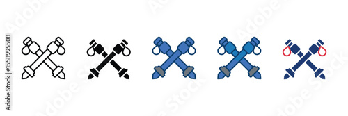 Hiking Poles Icon Set Multiple Style Collection