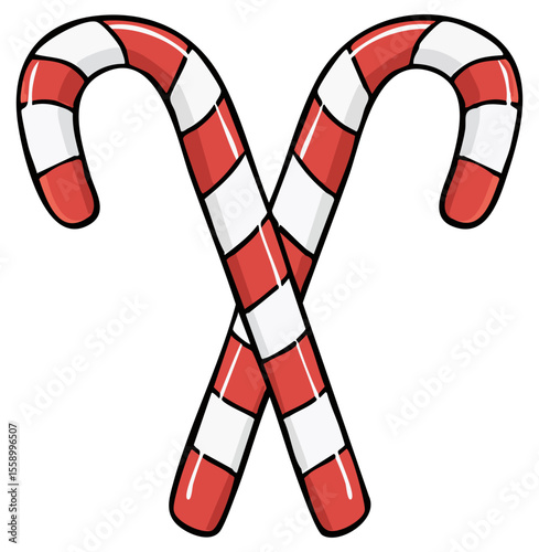 Two Christmas candy canes, isolated 