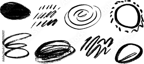 Abstract geometric sketches featuring chunky ovals and dotted arcs for creative design