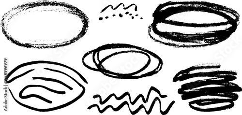 Hand-drawn oval and dotted arc with bold sketch lines for creative design