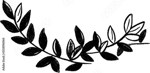 Hand drawn circular olive branch border for elegant design projects