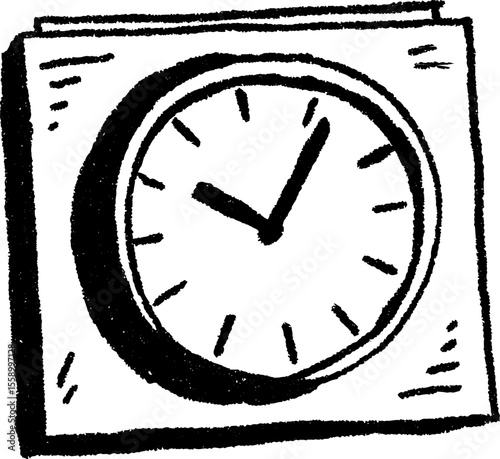 Hand drawn classroom clock sketch for educational design