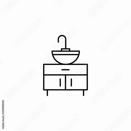 bathroom sink cabinet icon sign vector