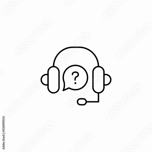customer support headset icon sign vector