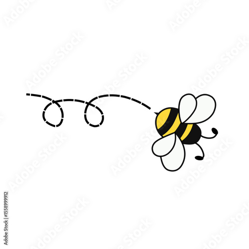  Bee flying line vector