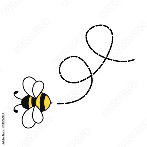  Bee flying line vector