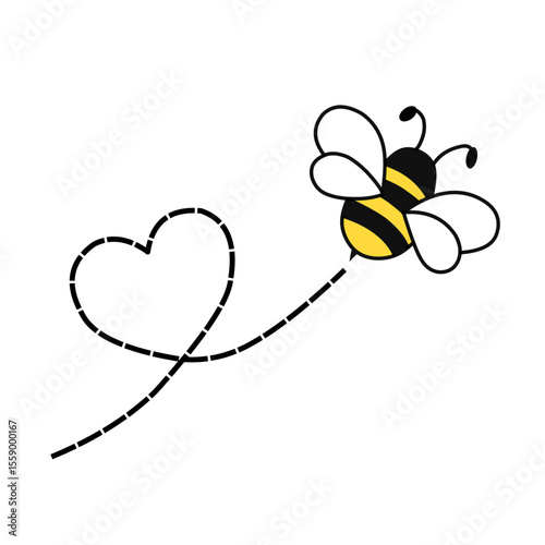  Bee flying line vector