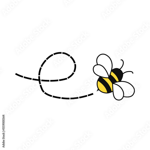  Bee flying line vector