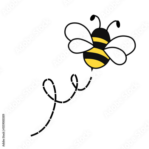  Bee flying line vector