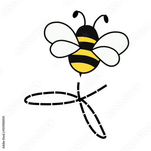  Bee flying line vector