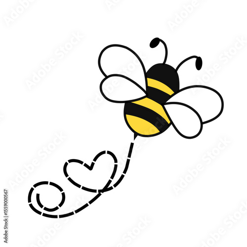  Bee flying line vector