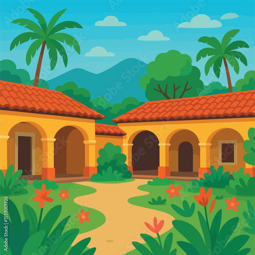 Casa estilo colonial latinoamericana