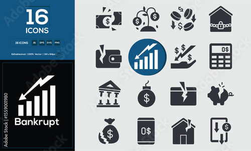 Bankrupt outline Vector Icon – Clean & Editable – UI/UX, Dashboard, Web Design