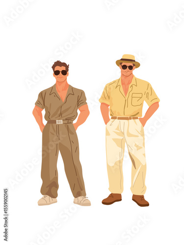 vector illustration fashionable young men full length