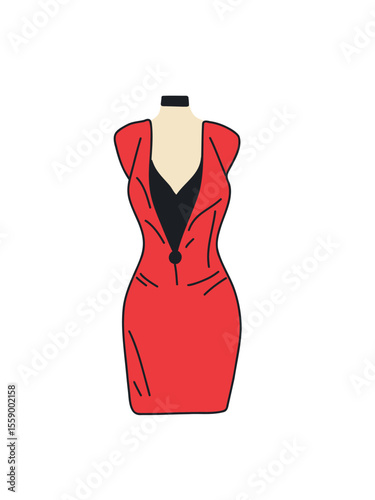 vector illustration red evening dress on mannequin