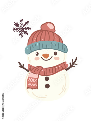 snowman with hat and scarf