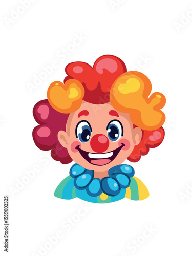 smiling clown with colorful wig