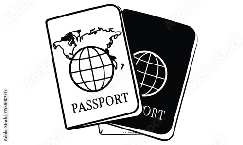 Passport With Map. Asia. Realistic Vector Illustration. Red And Blue Passports With Globe. International Identification Document. Front Cover. Isolated