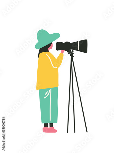 woman shooting with camera vector