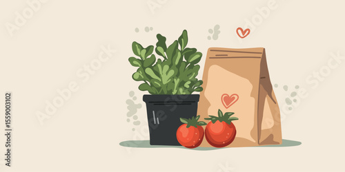 vector illustration food box for home delivery