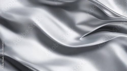 Abstract Shiny Silver Fabric Waves in Motion: A Silky Smooth Artistic Display
