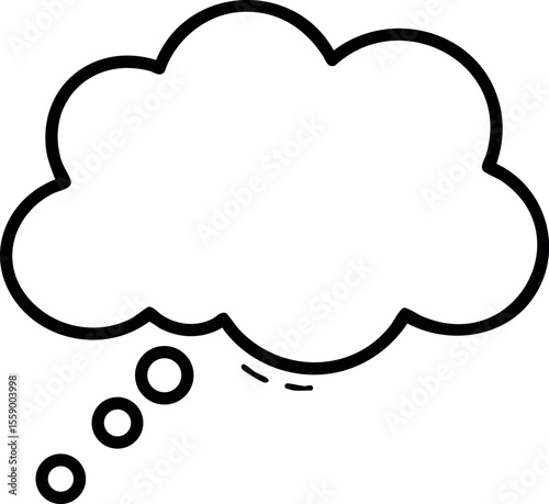Thought bubble vector icon simple monochrome outline style for communication or thinking concept design