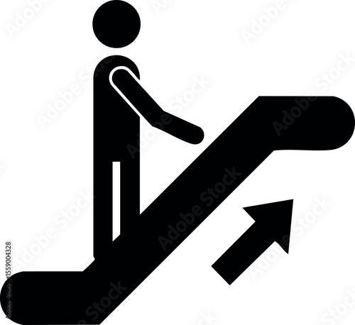 Person using escalator icon symbol with upward arrow vector illustration design