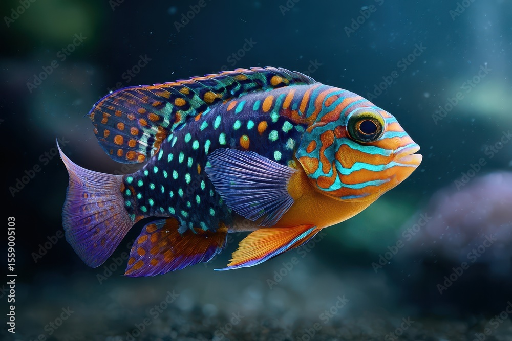 Fototapeta premium Colorful fish swimming gracefully in a vibrant underwater habitat during daylight hours