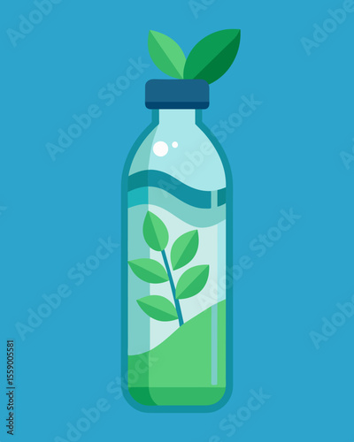 A biodegradable water bottle made from plantbased materials reducing plastic waste and promoting sustainability.. Vector illustration