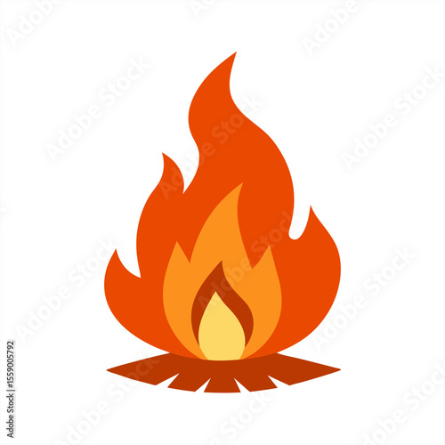 Burning campfire vector clip art on transparent background for web and graphic design