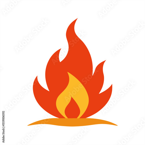 Campfire flame graphic illustration on transparent background for web and graphic design