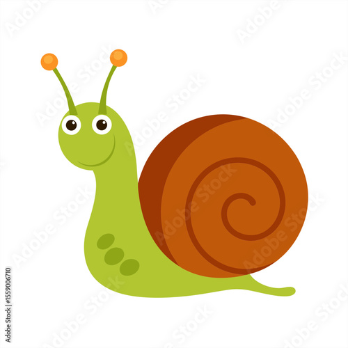 Cartoon snail vector with slow living concept on transparent background for web and graphic design