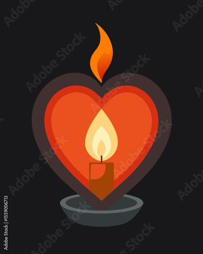 Within the darkness of the heart the gaslight flame was a symbol of hope and perseverance.. Vector illustration