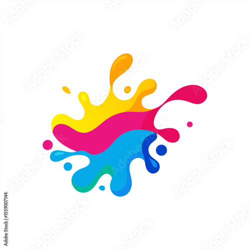 Colorful ink splash with fluid dynamics vector on transparent background for web and graphic design