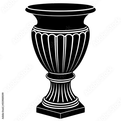 Elegant classical flowerpot black silhouette vector illustration