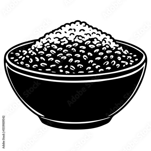 Bowl full of seeds grains beans food silhouette vector illustration