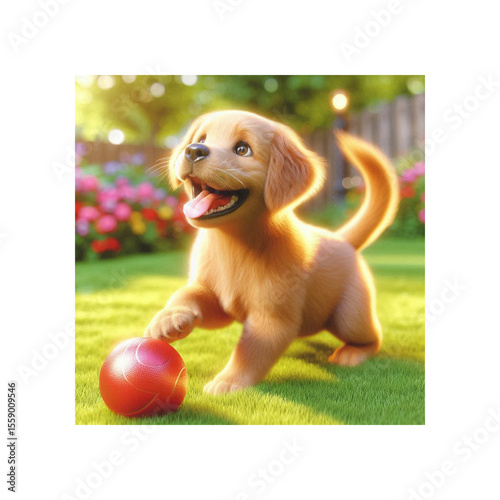 golden retriever puppy playing with toy
