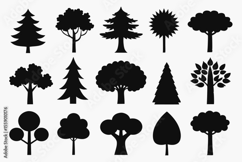 silhouette tree set