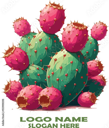 Prickly pear vector white background .