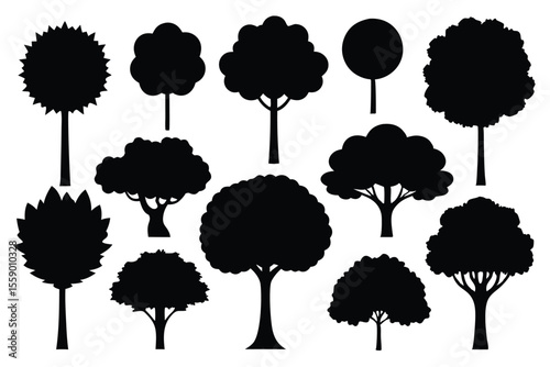 silhouette tree set