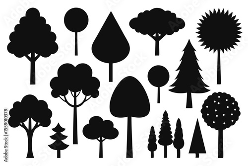 silhouette tree set