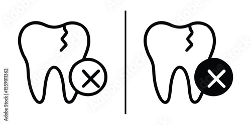 Dental Warning Signs: An illustrative representation of dental problems, clearly and concisely displays the visual depiction of tooth decay with caution sign