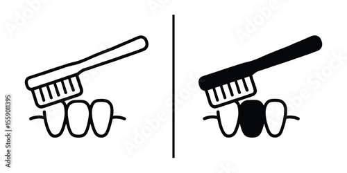 Dental Care Illustration: A clean and simple illustrative representation of oral hygiene, demonstrating the proper brushing of teeth to maintain optimal dental health.