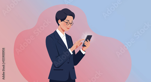 a man in a suit using his phone