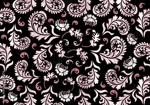 Oreintal Fora Damask Seamless pattern embroidery, art ornament print. Design for carpet, cover.wallpaper, Indian style. wallpaper, wrapping, clothing, fabric