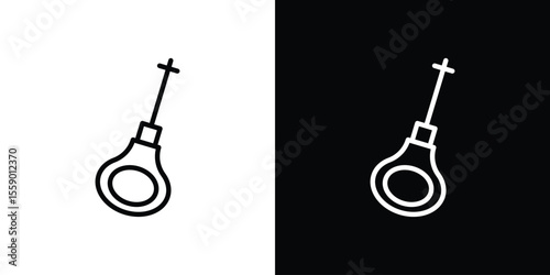 Car dipstick icon in thin stroke and flat style.